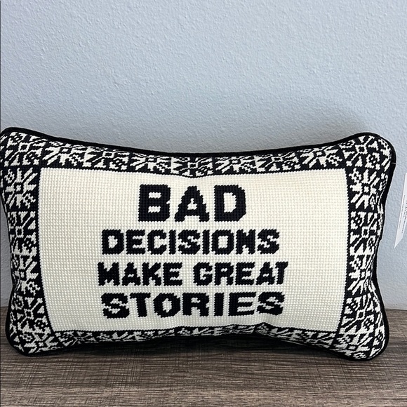 Cupcakes & Cashmere | “Bad Decisions Make Great Stories” Sassy Pillow Talk 🖤 - Picture 1 of 5